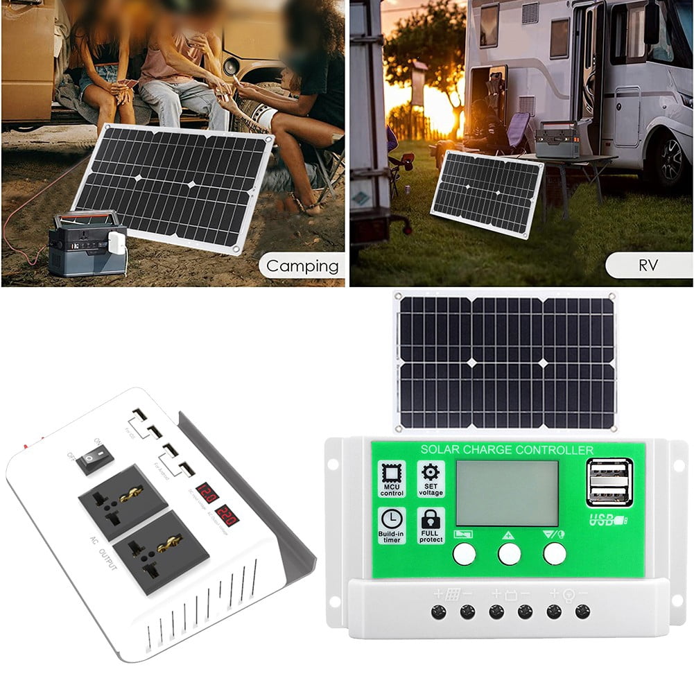 Mono Solar Panel 25W 18V+ Power Inverter 4000W+Solar Charge Controller 50A