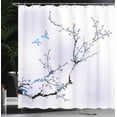 thumbnail image 3 of Ambesonne Nature Shower Curtain, Birds Cherry Branches Style, 69"Wx84"L, Sky Blue, 3 of 4