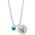 thumbnail image 1 of Delight Jewelry Acrylic 5/16" Teal Heart Silvertone Script Initial Disc - V - Charm Necklace, 20"+3", 1 of 4
