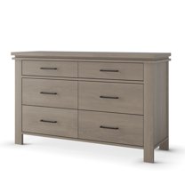 Child Craft Ocean Grove 6-Drawer Dresser - Nursery Storage With Anti-Tip Kit, White/Gray Finish
