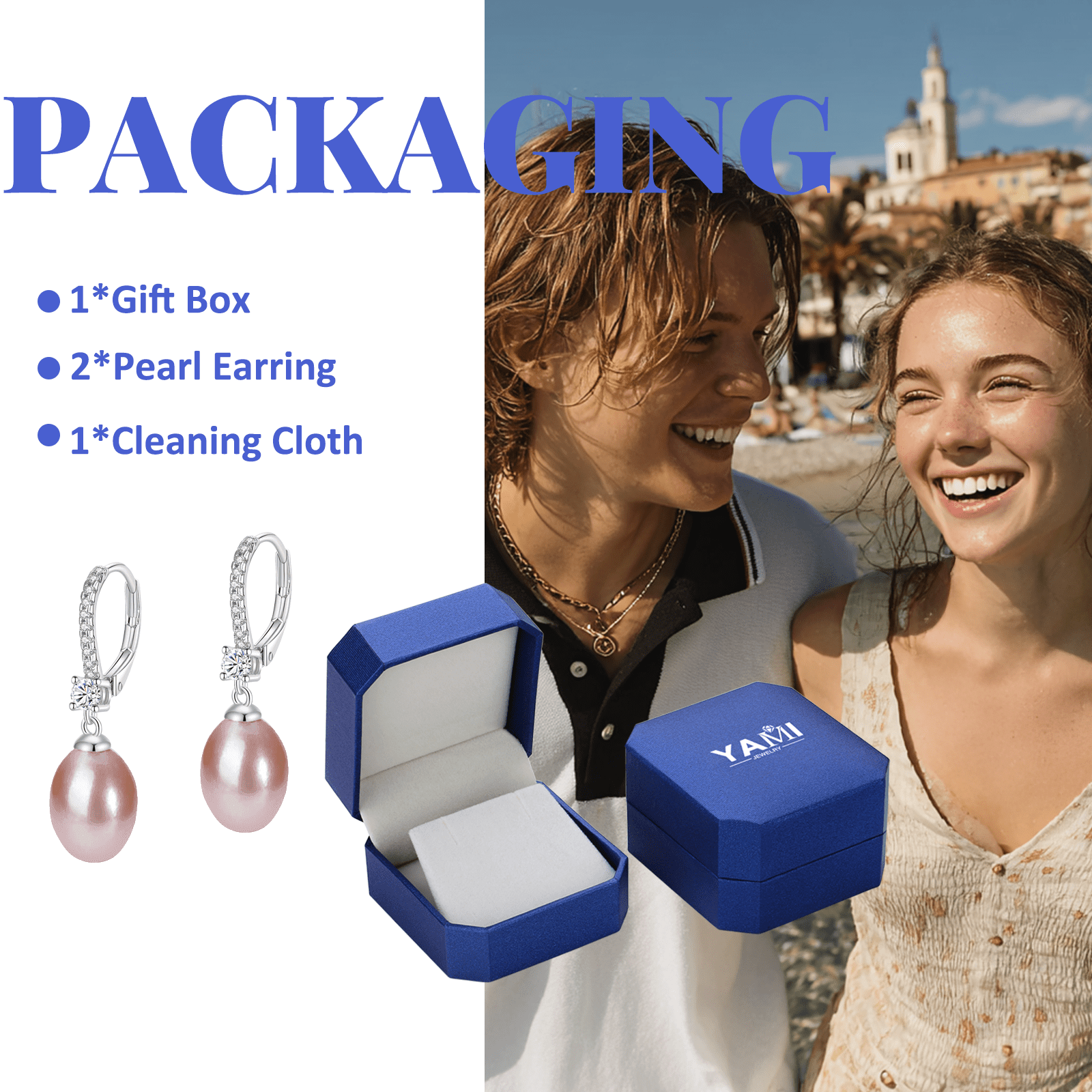 Yami 8-8.5mm Cultured Purple Pearl Earrings Stud 925 Sterling Silver Dangle Jewelry Gift for Women