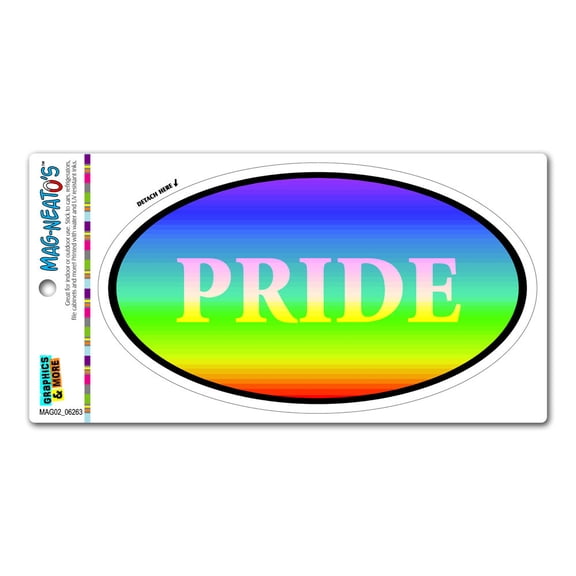 Pride Rainbow Gay Lesbian - Euro Oval MAG-NEATO'S(TM) Car/Refrigerator Magnet