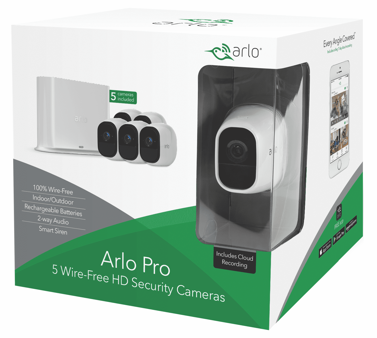 Arlo Pro 720P HD Security Camera System VMS4530 5 WireFree Rechargeable Cameras with TwoWay