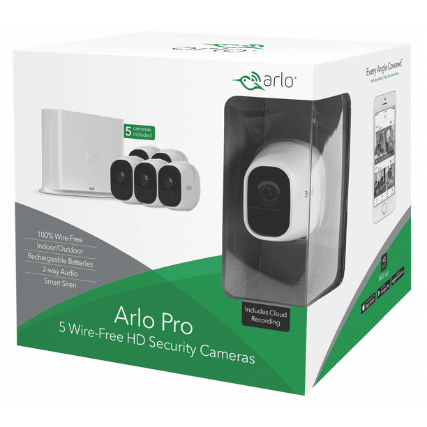Arlo Pro 720P HD Security Camera System VMS4530 5 WireFree Rechargeable Cameras with TwoWay