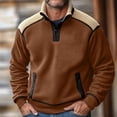 thumbnail image 4 of Yiaimeir Men Fleece Pullover Quarter Zip Stand Collar Warm Sherpa Lined Sweatshirt with Pockets for Outdoor Casual Wear, 4 of 5