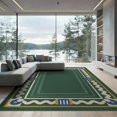 thumbnail image 2 of ODIKA 6'x9' Green Deep Mid-Century Stripes Washable Area Rug Geometric Border Design with Modern Flair for Family Room, Living Mater Bedroom, Non-Slip, Easy Care, 2 of 7