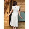 thumbnail image 5 of Vestido sencillo a rayas, midi, de verano, línea A, boda, blanco, 5 of 5