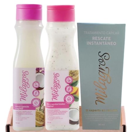 Shampoo care hair (3 pack) shampoo emergencia capilar milagros biorepolarizador y ampollelletas rescate instantaneo