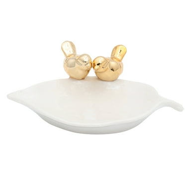 Jewelry Dish Ring Plate Trinket Ceramic Holder Tray Display Storage Jewellery Organizer Decorative Bird Stylish White