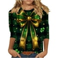thumbnail image 2 of Ounisa St. Patrick's Day Sweatshirt for Womens Clover Graphic T-Shirts Patty's Day Color 3/4 Sleeve Tee Tops, 2 of 6