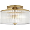 thumbnail image 5 of Possini Euro Design McKenzie 14" Mid Century Modern 2-Light Semi Flush-Mount Ceiling Light Fixture Kitchen Drum Warm Brass Finish, 5 of 8