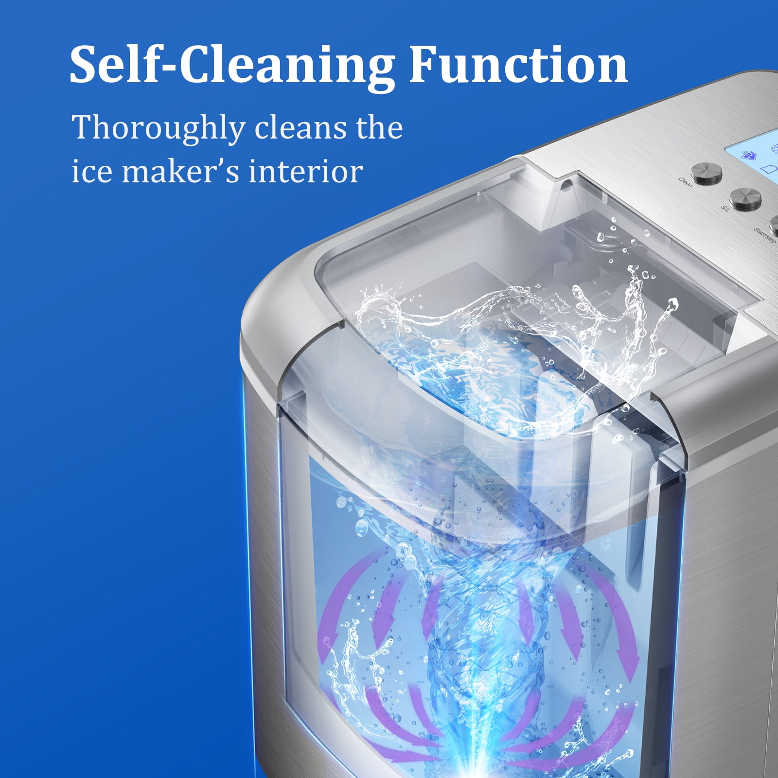 TaoTronics Ice Maker Countertop Machine 26lb/24H with LCD Display, Self-Cleaning Function and 9 Bullet Ice Cubes，2.1L Electric Ice Maker
