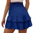 thumbnail image 5 of Nkmbld Women's Summer Shorts Solid Casual Beach Vacation Layered Ruffle Wide Leg Flowy Clothes, 5 of 6