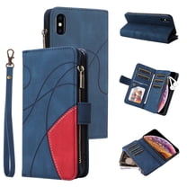 Wallet Case for iPhone Xs Max, PU Leather 9 Card Slots with 1 Zipper Storage Bag Shockproof Cover for iPhone Xs Max