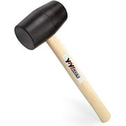 YIYITOOLS Rubber Mallet With Wood Handle, 24oz,Black,Lightweight and Durable | Double-Faced Solid Rubber Head, Hammer | Rubber Hammer | Wooden Mallet