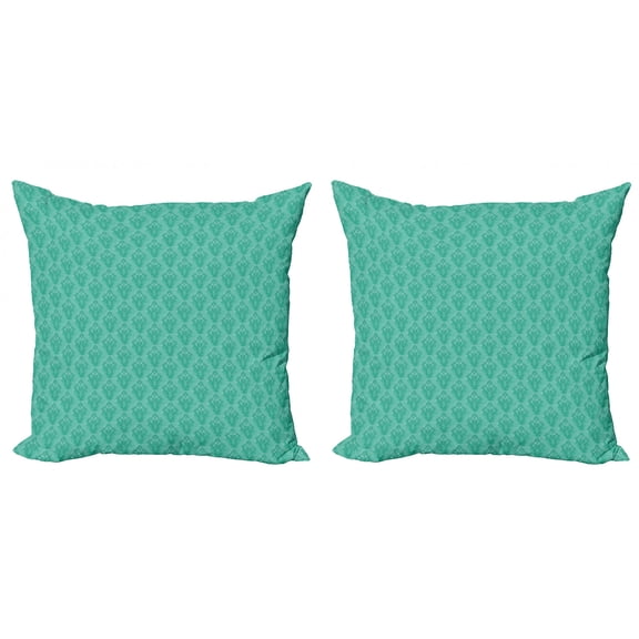 Ambesonne Damask Throw Pillow Cover 2 Pack, Grunge Eastern Details, 24", Sea Green