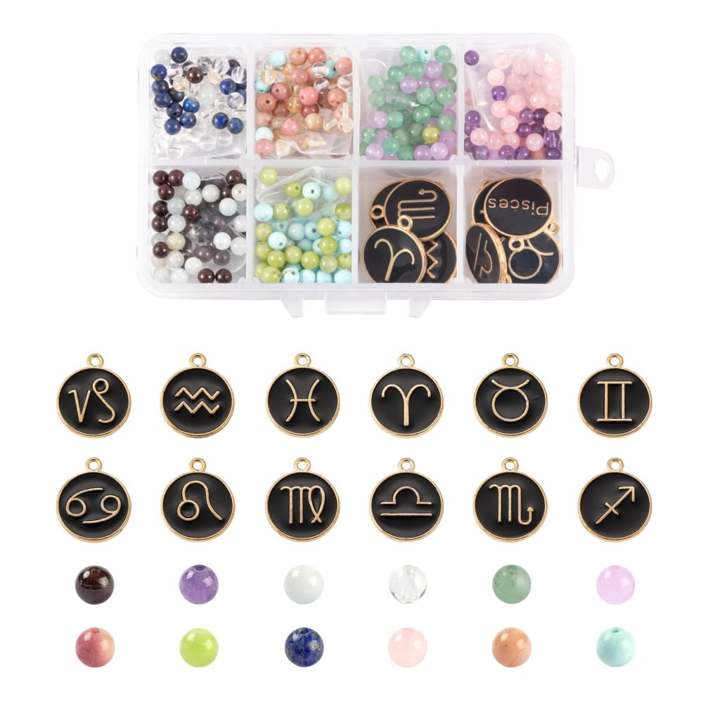 1box Birthstone Bracelets Jewelry Making Kits Including & Constellation Alloy Enamel Pendants Mixed color 624pcs/box