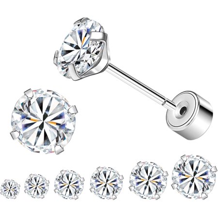 6 Top Pairs Cubic Zirconia Earrings Studs Gold Silver Stud Earrings Non-Allergenic Earrings for Women Stud Earrings for Women Cartilage Earring[h110]