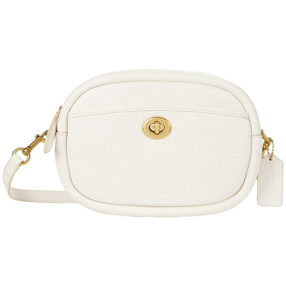 COACH Soft Pebble Leather Camera Bag with Leather Strap Chalk One Size