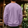 thumbnail image 4 of Men's Solid Color Crewneck Sweatshirt Casual Thermal Long Sleeve Pullover Fall Winter Warm Fashion Tops Light Purple 2XL, 4 of 6