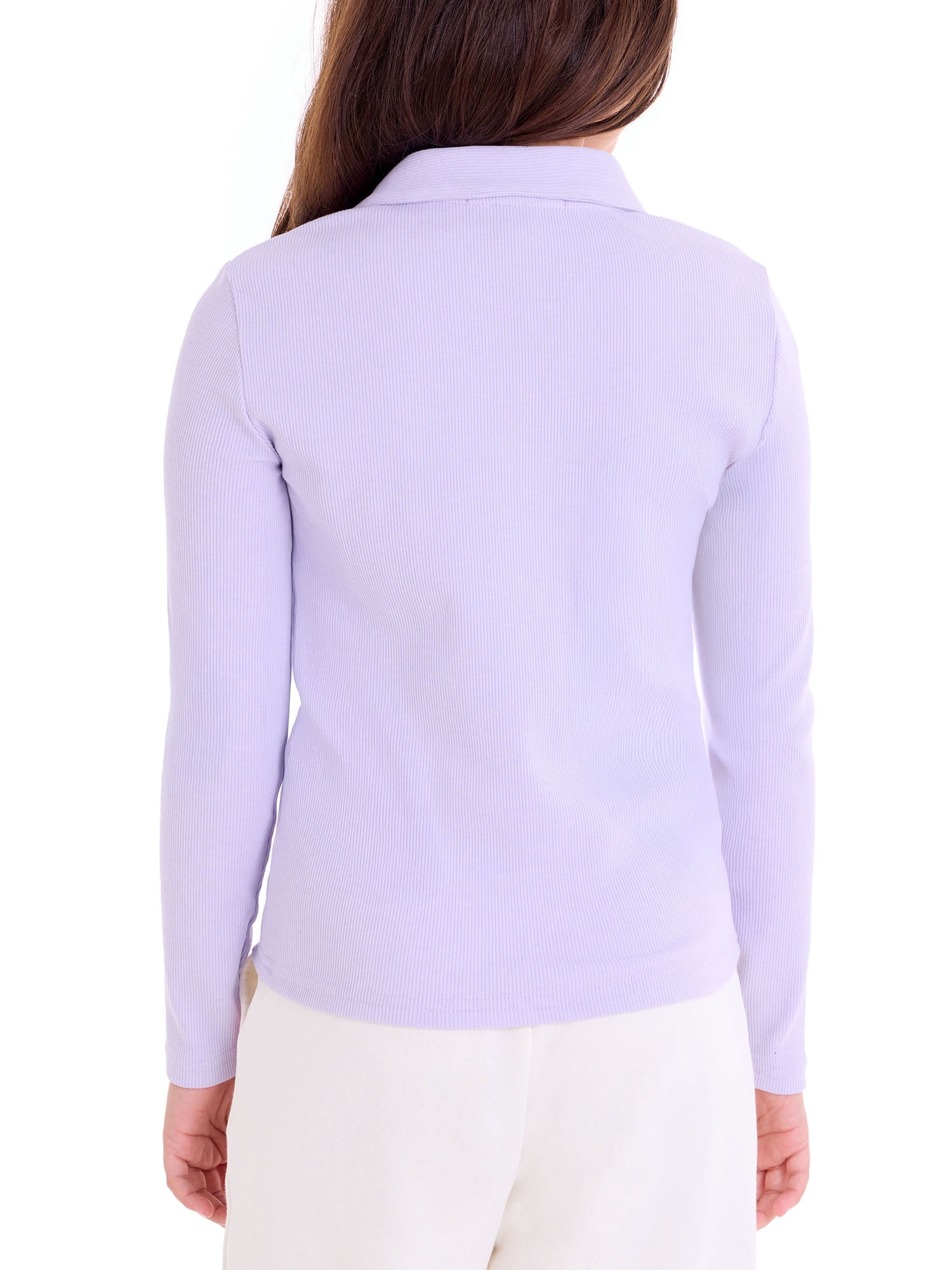 U.S. Polo Assn. Girls Long Sleeve Collared Top, Sizes 4-18