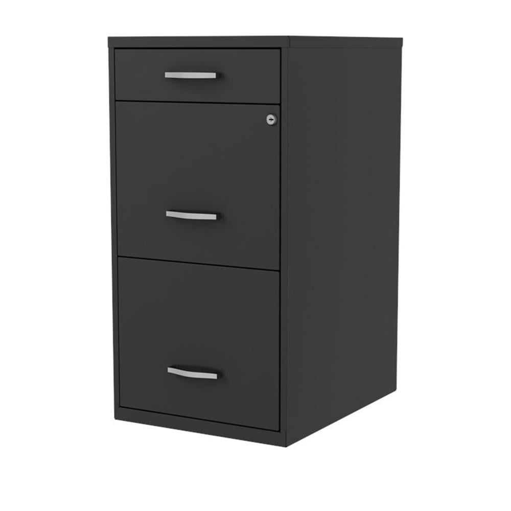 UrbanPro 18" 3-Drawer Modern Metal Organizer Filing Cabinet in Black