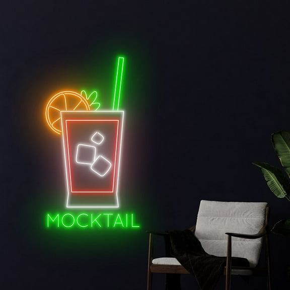 Handmadetneonsign Mocktail Neon Sign, Cocktail Bar Logo Wall Art Decor, Bar Club Wall Decor