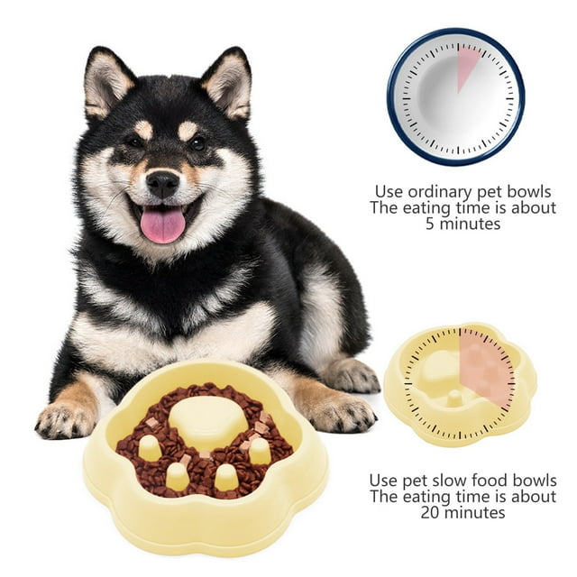 Comedero lento para perros – Plato antiasfixia para gatos | Huella de pata elevada, base antideslizante, fácil de limpiar | Plástico de grado alimentario | Multicolor | 20x19x4,5cm