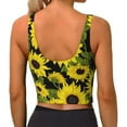 thumbnail image 4 of Goofa Sunflowers In Vintage Printed Sports Bras for Women, High Impact Running Bra Workout Crop Tank Tops Longline Sports Bra Push up-Large, 4 of 9