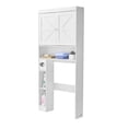thumbnail image 2 of VEVOR Over The Toilet Storage Cabinet, 67.44 in Height Bathroom Storage Organizer with Double Door and Adjustable Shelf, Bathroom Space Saver Organizer Above Toilet with Open Shelf, White, 2 of 9