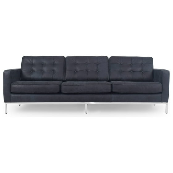 Karl Florence Mid Century Modern 89 Sofa Full Grain Leather Night