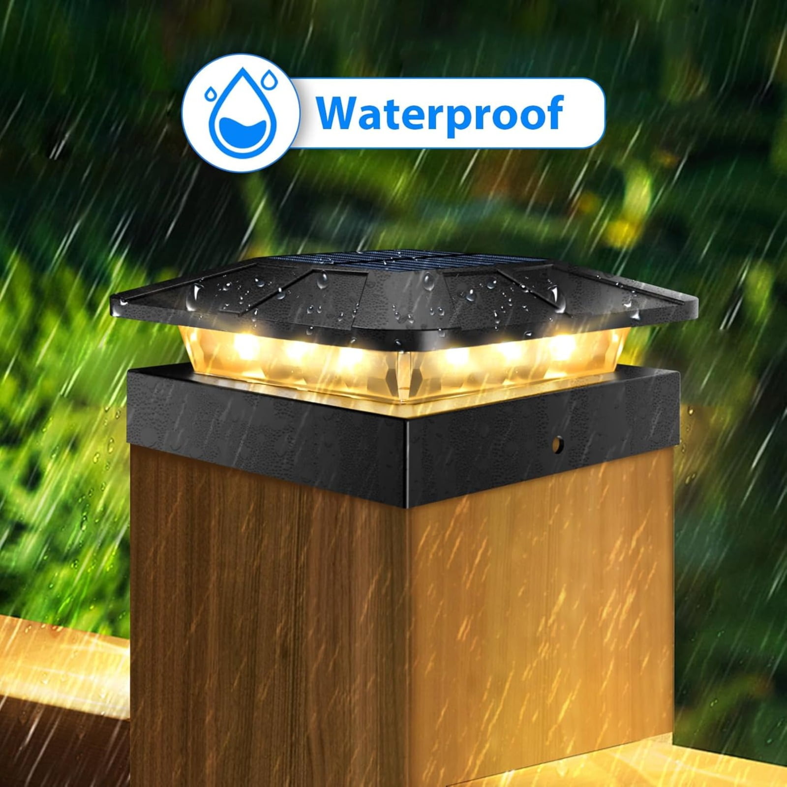 12 Pack 4x4 Solar Post Cap Lights Outdoor Waterproof, Solar Fence Post Lights 3 Modes for 4x4 or 3.5x3.5 Wood Vinyl Posts Deck Railing Porch Mailbox