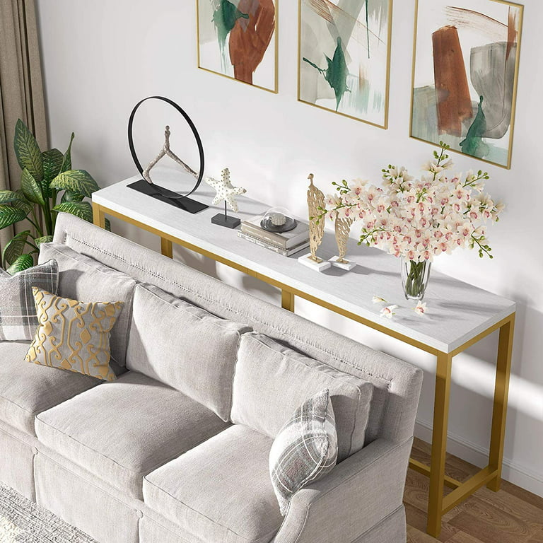 Tribesigns 70 9 Inch Extra Long Sofa, Extra Tall Glass Console Table