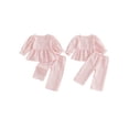 thumbnail image 2 of Loicainy Baby Toddler Girls Fall Clothes Set 6 12 18 24 Months 2T 3T 4T 5T Plaid Square Neck Button up Long Sleeve Shirt and Elastic Pants 2 Piece Outfits, 2 of 9