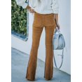 thumbnail image 3 of Women's Corduroy Flare Pants Elastic Waist Bell Bottom Trousers Fall Pants, 3 of 4