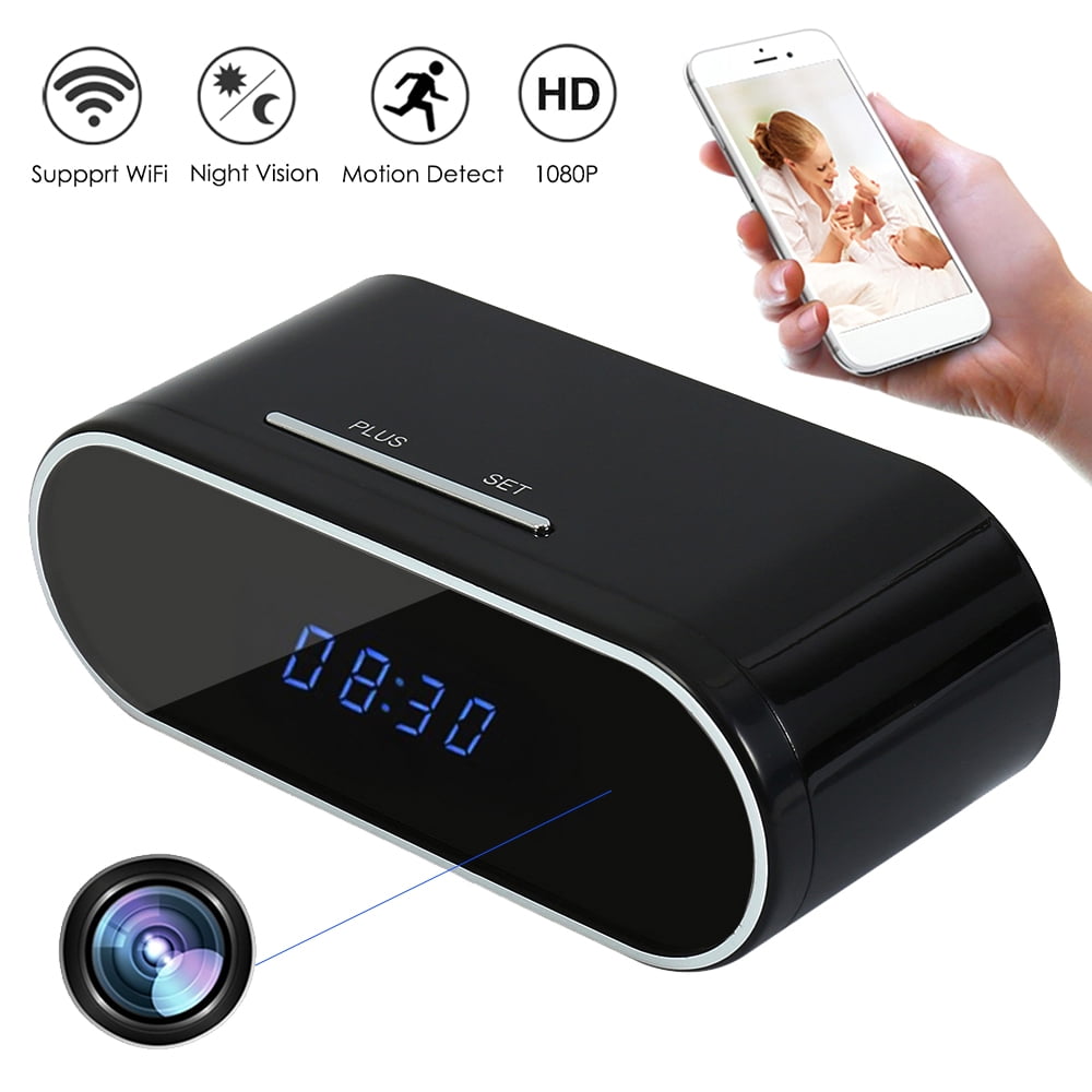WiFi Hidden Clock Camera Wireless Nanny Spy Cam with Alarm Clock Night Vision Motion Detection App Control & Remote Viewing for Home/Office Security 