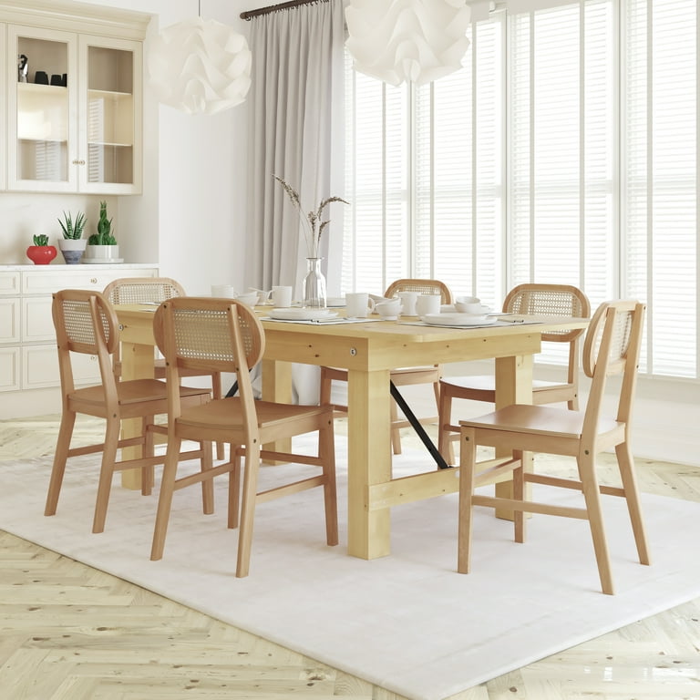 Emma + Oliver Set of 2 Cane Rattan Dining or Accent Chairs with