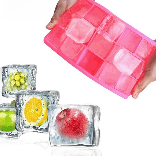 Cubitos de hielo de silicona espesados, 15 compartimentos, 3,3 cm, molde para cubitos de hielo, caja de suplemento alimenticio de cubitos de hielo creativos de silicona