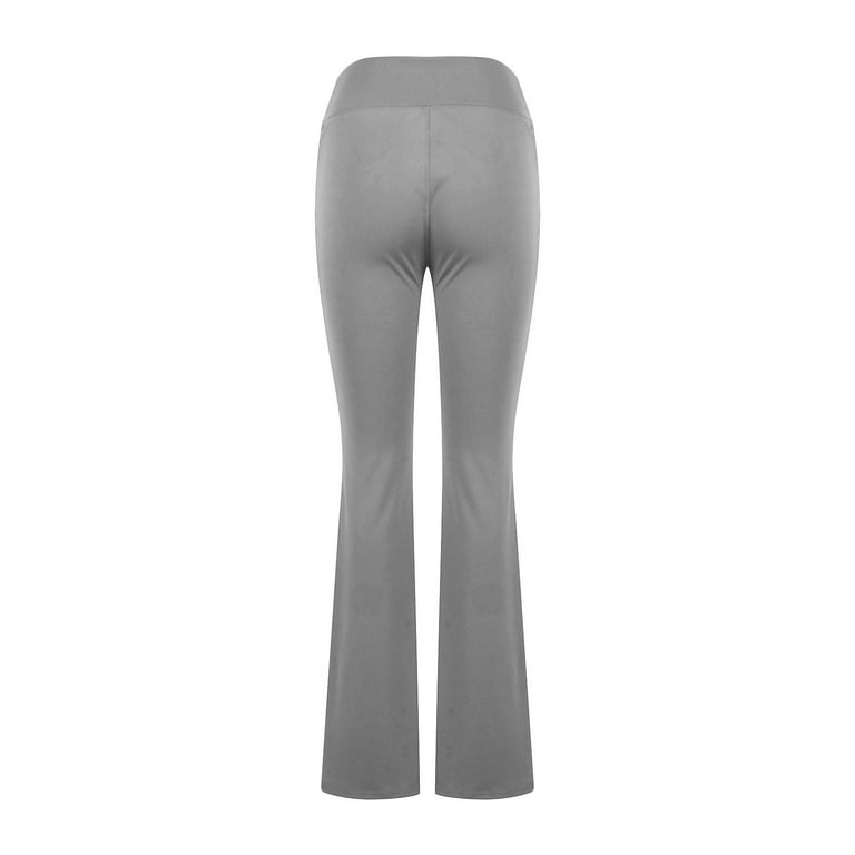 Women's Flare Yoga Pants - High Waisted V Crossover Flared Leggings -  Casual Workout Casual Bootcut Pants with Side Pockets 