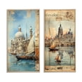 thumbnail image 2 of Designart "Distant Memories Journal Collage of Venice I" Venice Framed Wall Art Set Of 2 - Industrial White Gallery Wall Frame Set For Home Decor, 2 of 6