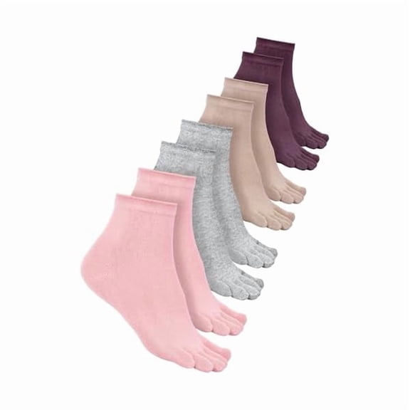 Eryueer 4 Pair Women Five Toe Socks Cotton Crew Ankle Socks with Toes for Women Men Athletic Running Yoga Daily