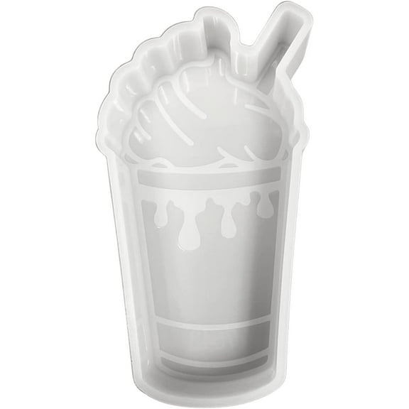 Coffee Drip Cup Mug Frappuccino Whipped Cream Straw Logo Silicone Freshie Mold 3x5.5x1 for Scented Aroma Beads Resin, Car Candle, Soap Oven Safe Bake Heat Resistant to 400 F