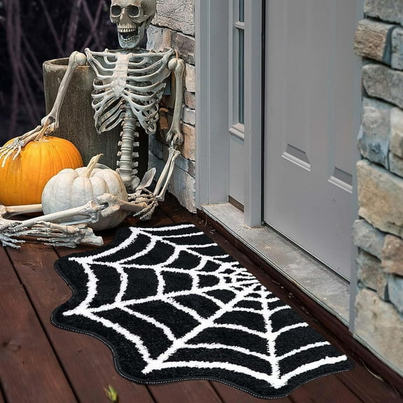 Gallickan Floor Mat, 16x24 Inch Spider Web Bathroom Rug for Halloween, Absorbent Non Slip Backing, Indoor Decor, Toilet Decor Accent, 16x24 Inch