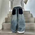 thumbnail image 4 of CPNG Kid Boys Baggy Jeans Straight Wide Leg Cargo Jeans with Pockets Elastic Waist Loose Fit Skater Denim Pants Casual Y2K Long Trousers Streetwear, 4 of 5
