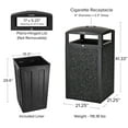 thumbnail image 3 of Alpine Outdoor Commercial Trash Can with Lid - 40 Gallon Heavy Duty Metal Garbage Can with Removable Bin, Locking Lid, Perfect for Patio, Pool, Deck, Mall Black, Grey Stone Panels (Tray), 3 of 9