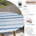 thumbnail image 6 of Blue White Fitted Tablecloth with Elastic Edged, Round Table Cloth for Dining Table, Modern Watercolor Abstract Ombre Striped Waterproof Oil Proof Table Cover for Indoor Outdoor 45"-54", 6 of 8