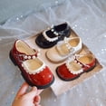 thumbnail image 3 of Zapatos de cuero pequeños con encaje para niñas, zapatos de princesa de suela blanda con perlas de una sola capa, bonitos y modernos para primavera, 3 of 6
