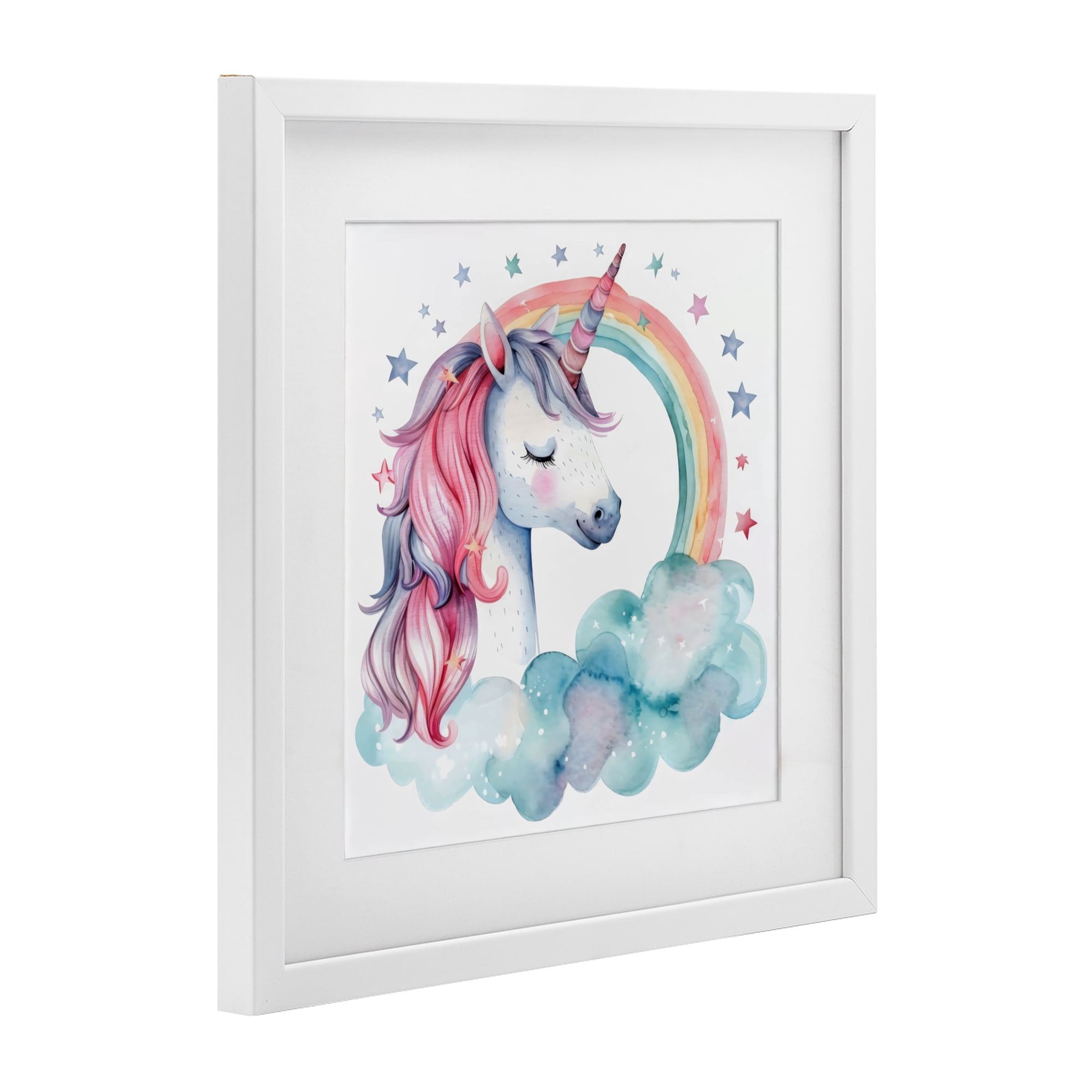 Stupell Industries Starry Rainbow Unicorn White Framed Print Under Glass, design by Creative Studio
