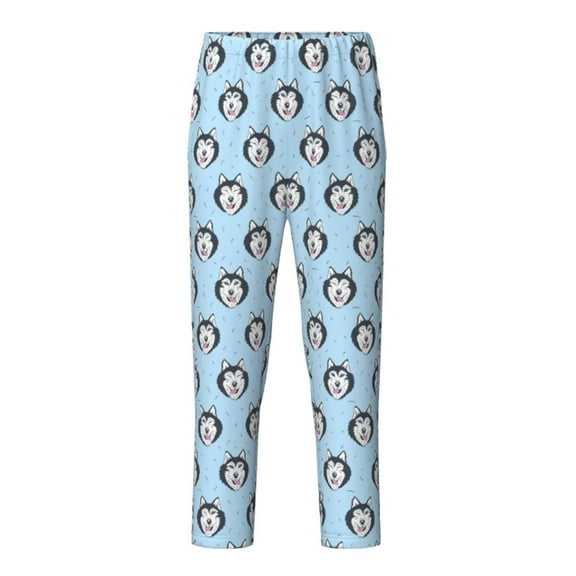Xecao Husky Head Print Teenagers' Pajama Pants Long Sleep Pants Soft Elastic Waist Pajama Bottoms Elastic waist with 2 Pockets 5-16 Years-XS(5-6)