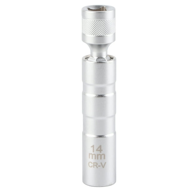 Llave de vaso universal para bujías, herramienta de extracción magnética de 12 puntas, accionamiento de 14 mm y 3/8"